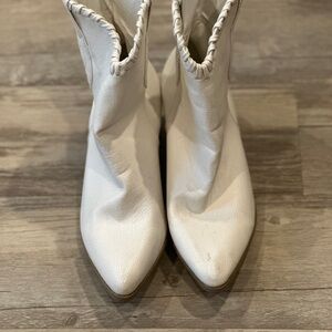 White ankle length cowboy boots
